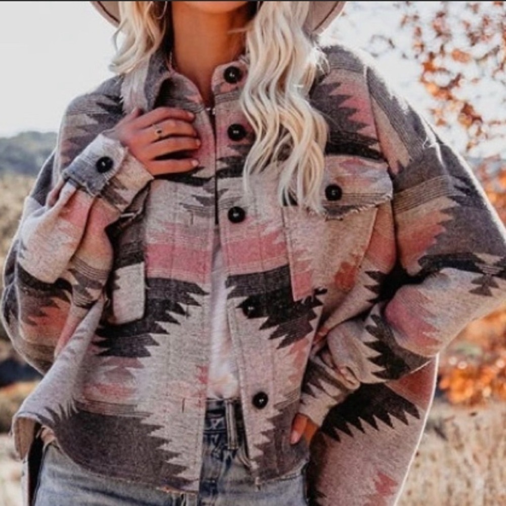 Distressed Button Down Shacket - Picture 2 of 7